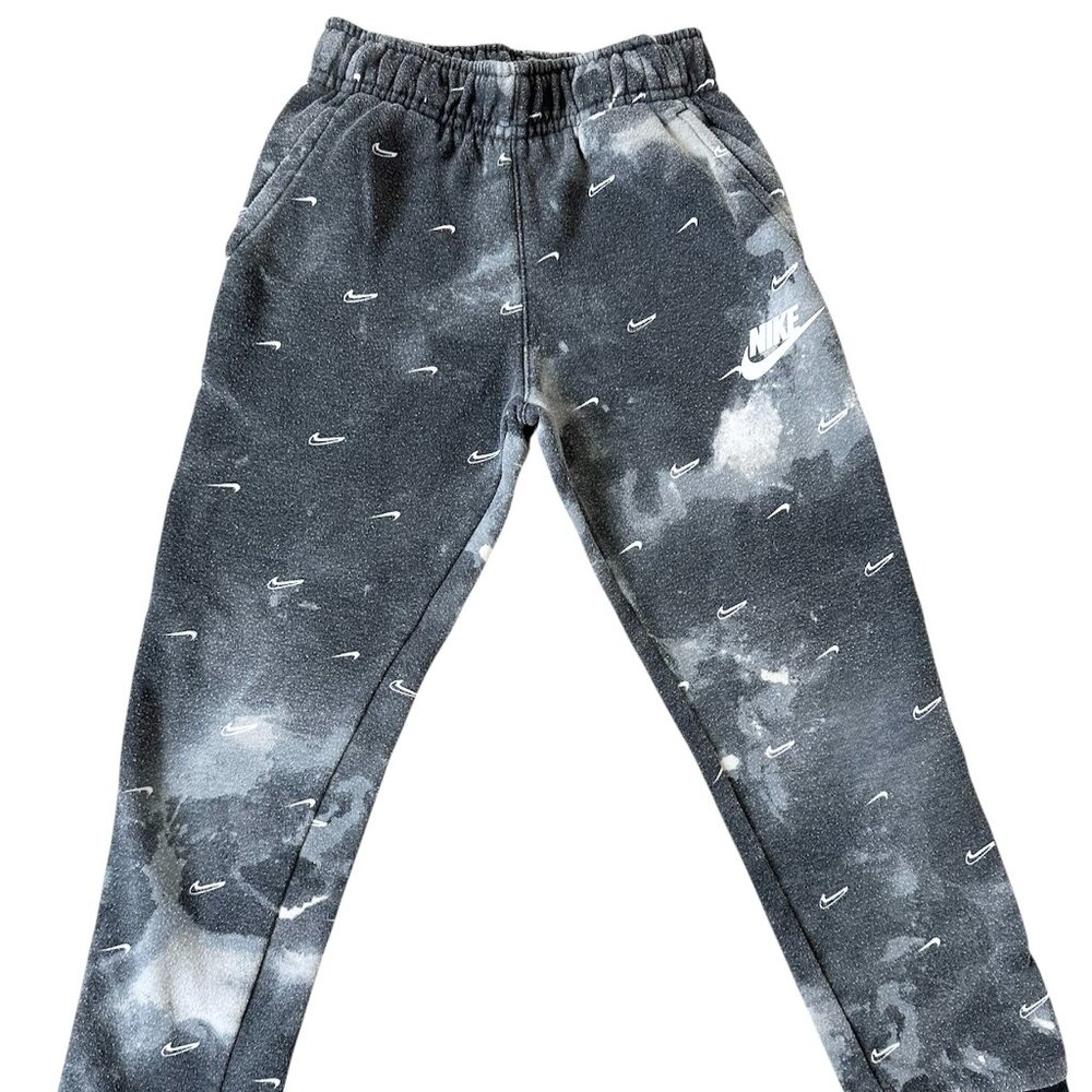 Nike Sweatpants Boys Gray/Black Size 6-7 Yrs Camo Faded Fleece Pre-owned